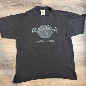 Hard Rock Cafe Cayman Islands Vintage T-Shirt Black Graphic Tee Mens Medium